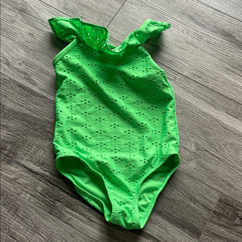 2 T Green Eyelet Ruffle Swimsuit